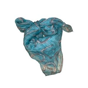 Raj Blue White & Grey Silk Scarf HeadWrap